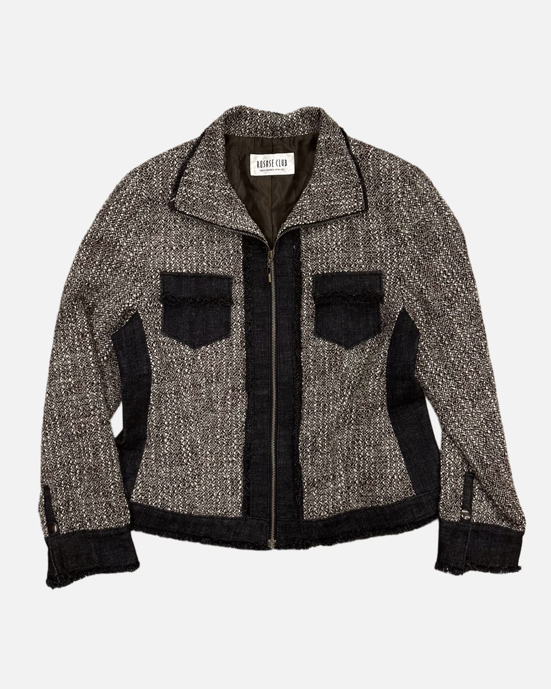 brown tweed denim zip-up jacket 상품이미지1