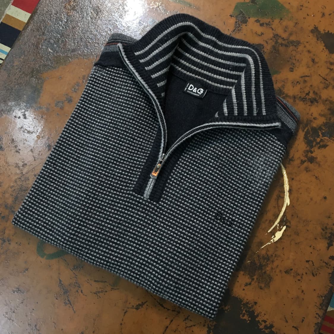 돌체앤가바나 차콜 그레이 캐시미어 혼방 반집업 풀오버 남성 102 105 상품이미지1