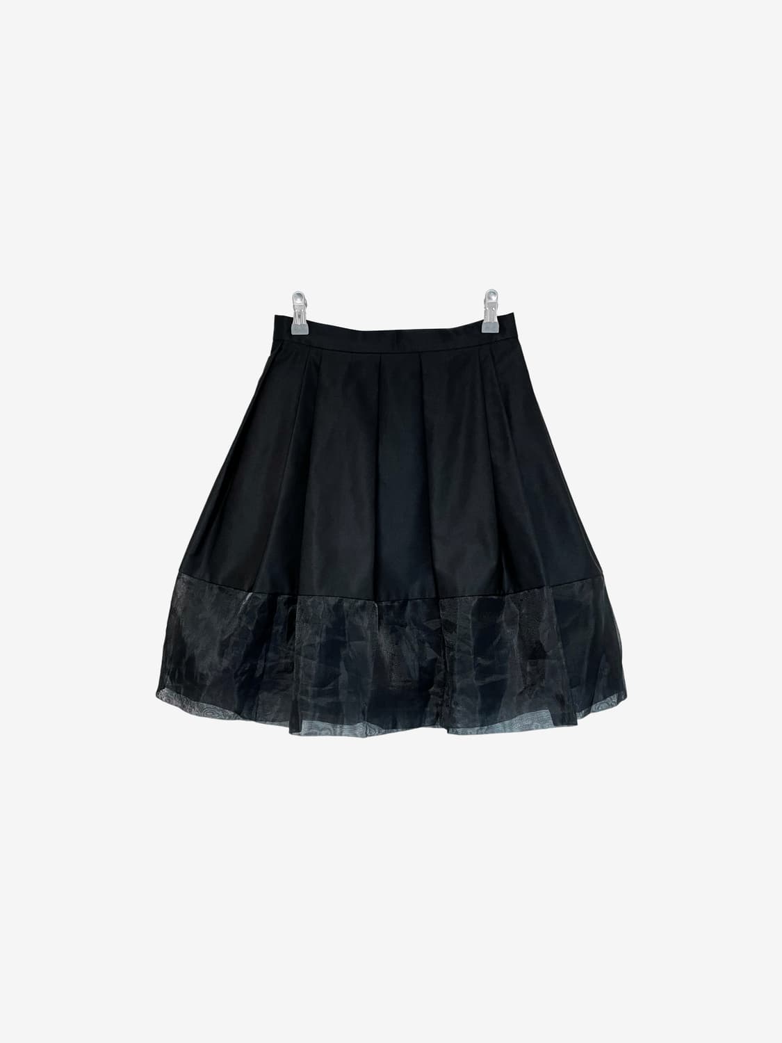 Sheer Hem Midi Skirt - Black 상품이미지5