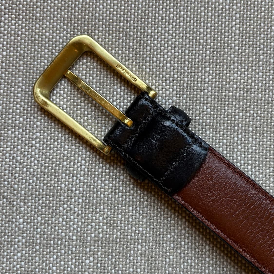 (34) Jos.A.Bank 이탈리안 블랙 브라운 레더 솔브 버클벨트 상품이미지8