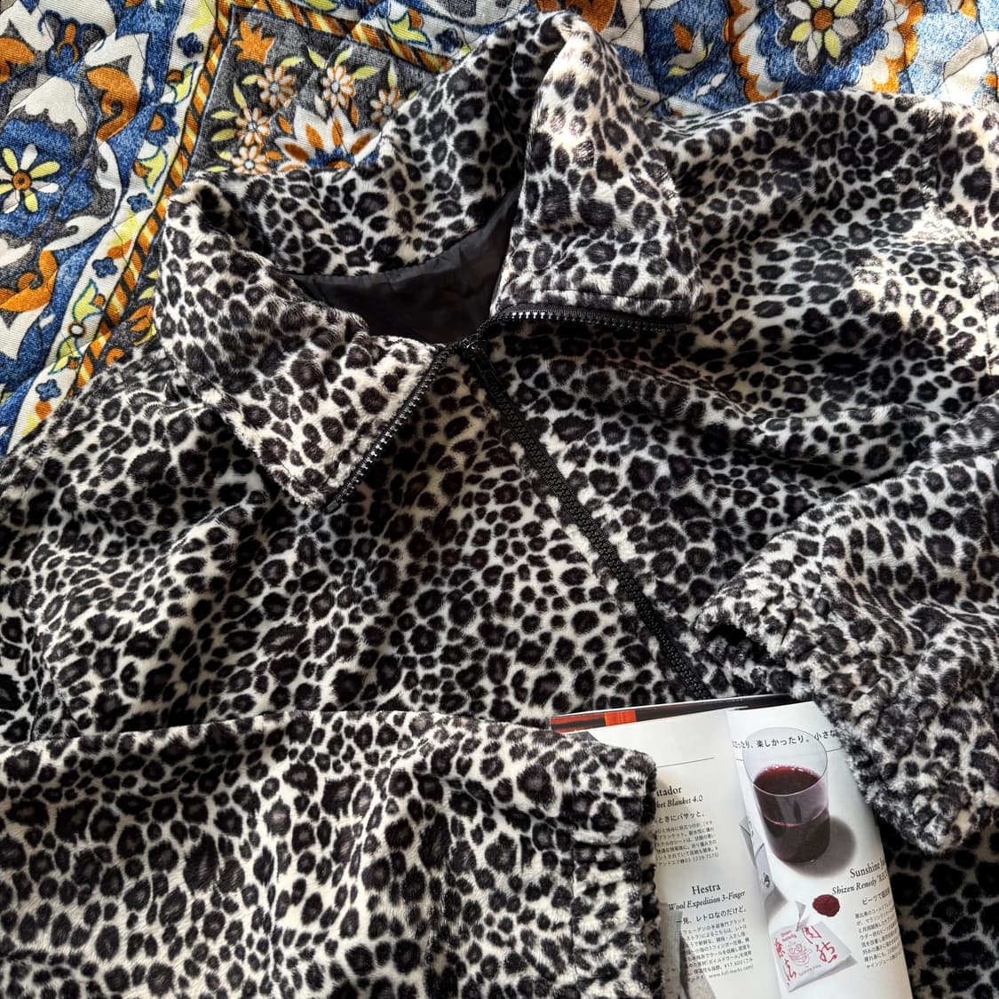 VINTAGE 빈티지 레오파드 호피 패턴 플리스 후리스 집업 자켓 상품이미지2