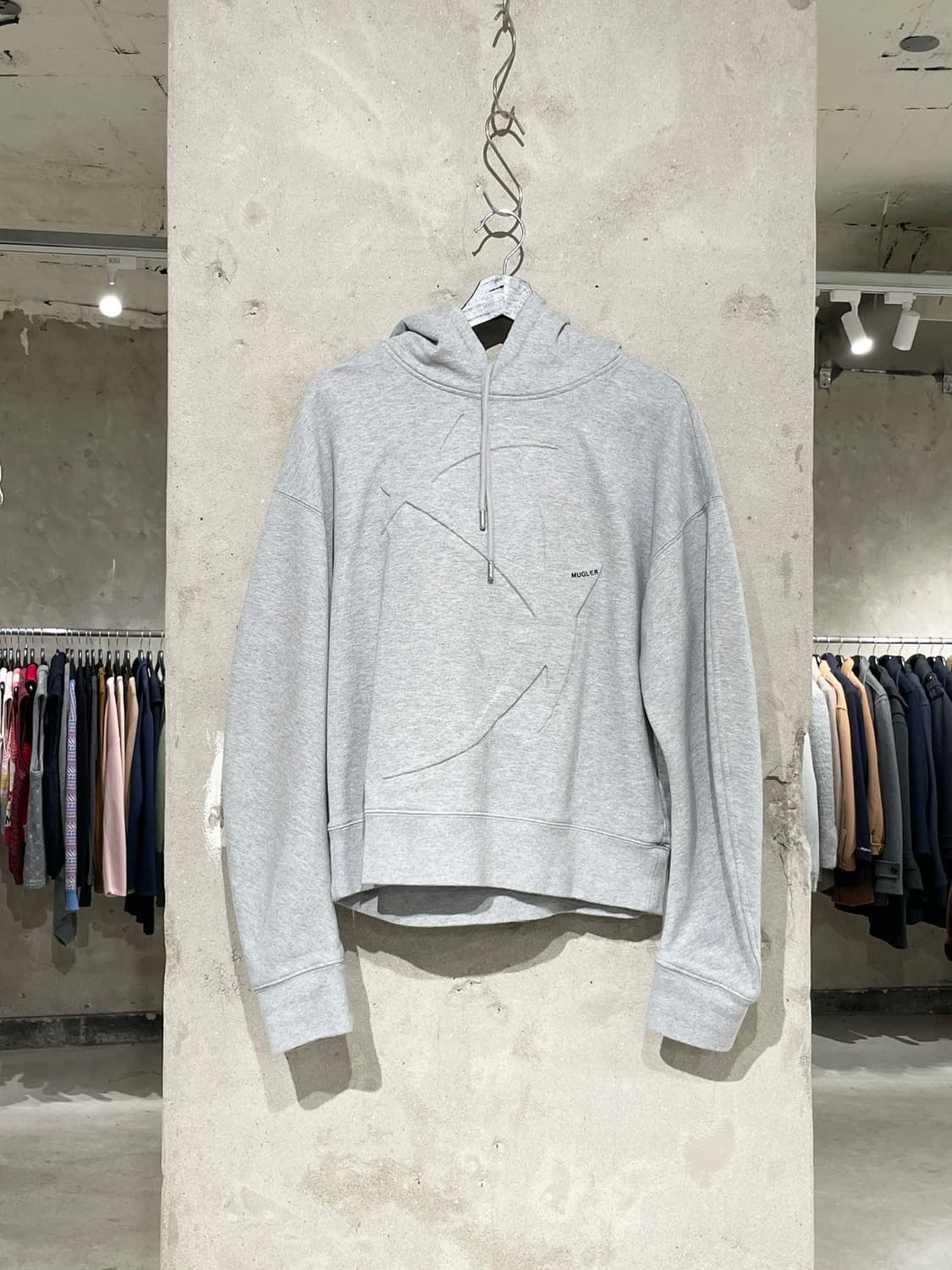 뮈글러 x h&m 멜란지 라이트 그레이 스타 모티프 후디 상품이미지1