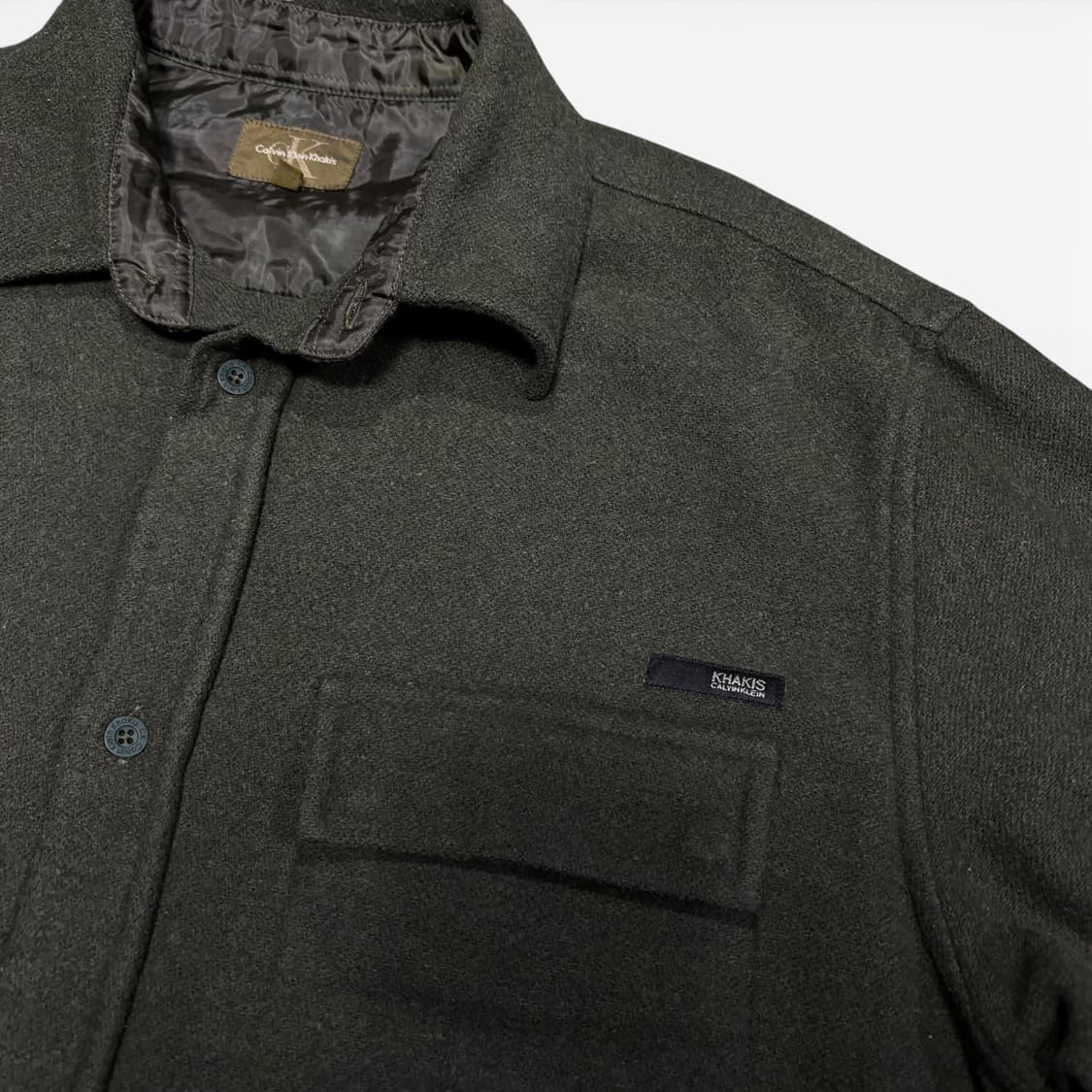 XL 캘빈클라인 CK 카키스 원포켓 울 셔츠 상품이미지2