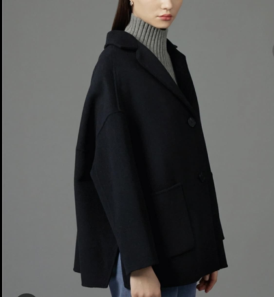 한섬 시스템SYSTEM 네이비 핸드메이드 코트 상품이미지1