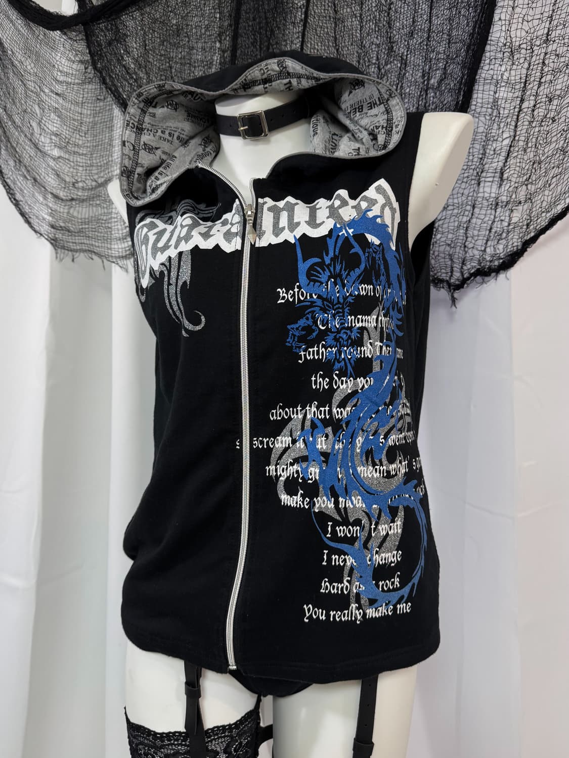 punk hood zip up vest 상품이미지1