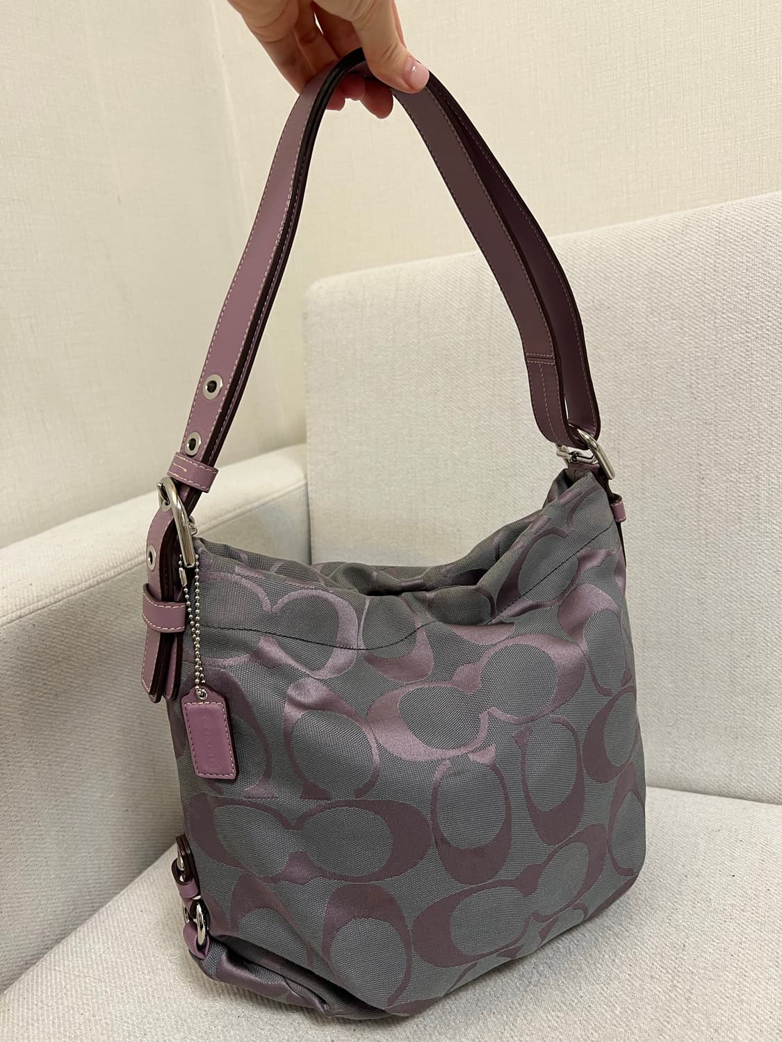 빈티지 코치 숄더백 겸 크로스백 연보라 상품이미지1