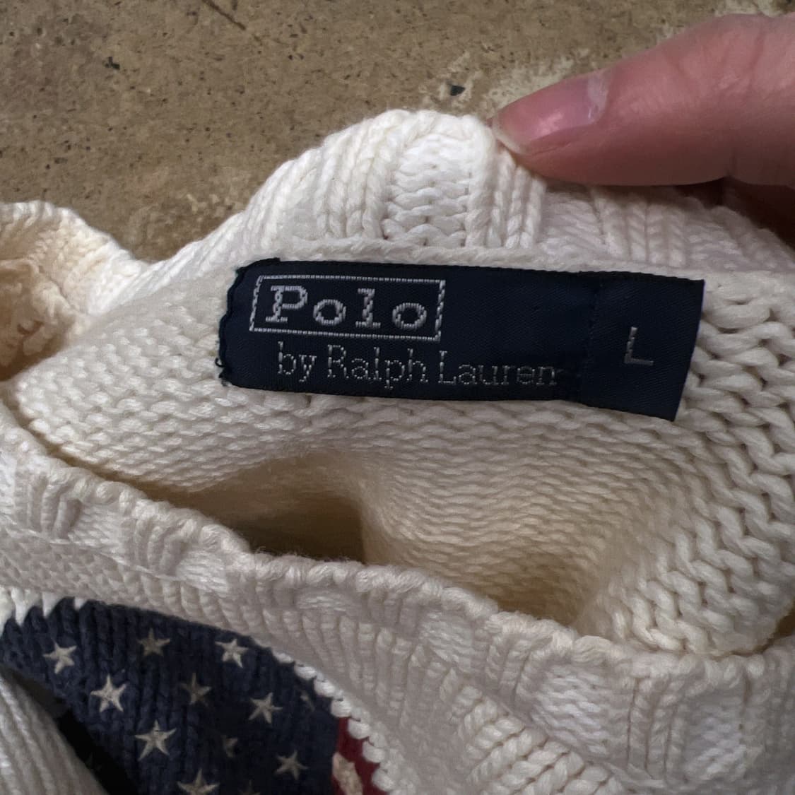 폴로 랄프로렌 성조기 아이보리 크림 니트  상품이미지5