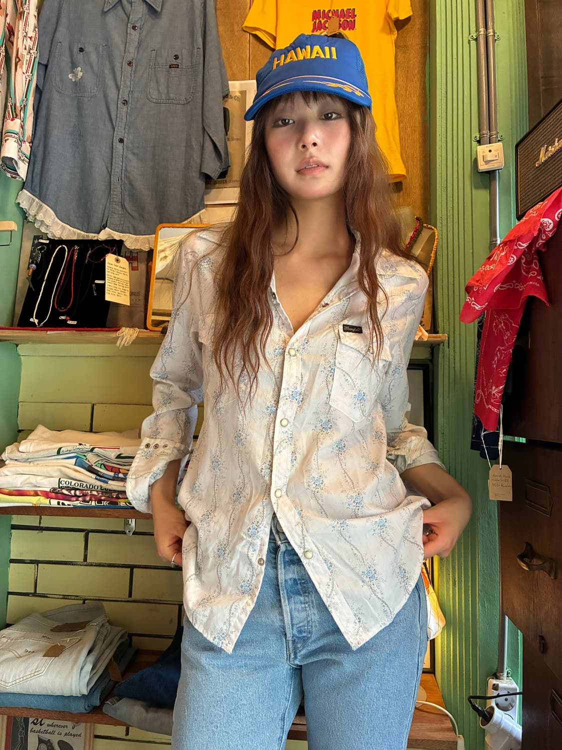 80‘s Wrangler Floral Western Shirt 상품이미지2