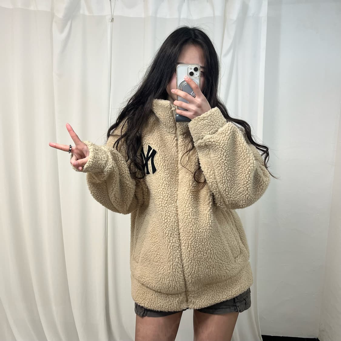 MLB Beige Fleece Jacket 상품이미지2