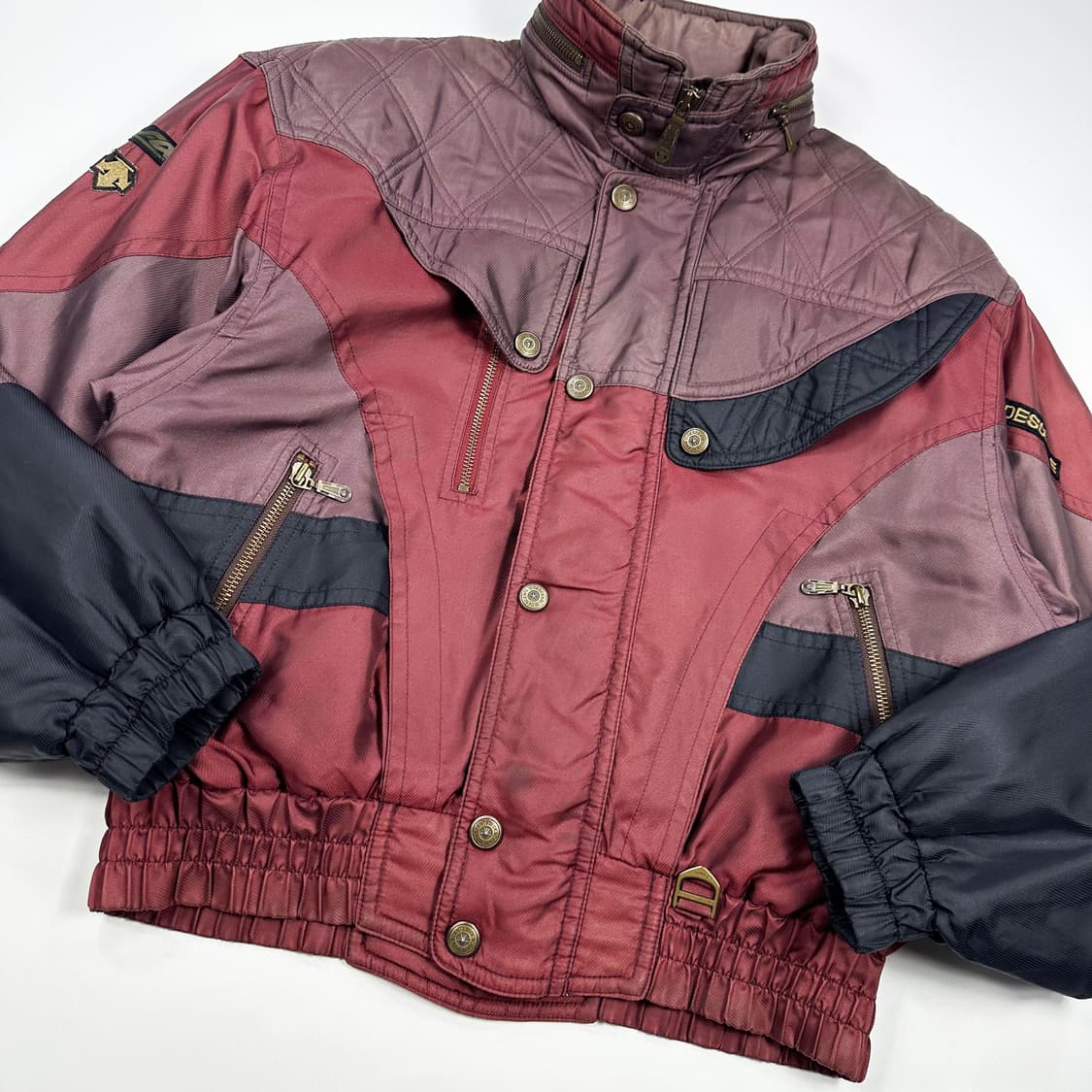 90s 데상트 스키 올드스쿨 박시핏 점퍼 버건디 L 상품이미지3