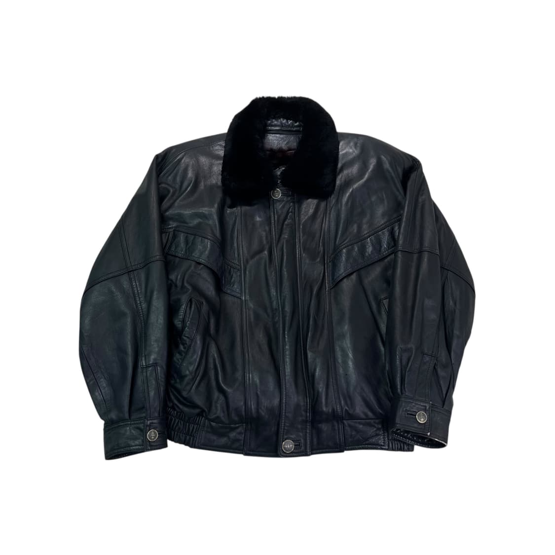 100 입생로랑 투웨이 퍼카라 램스킨 가죽 자켓 상품이미지1