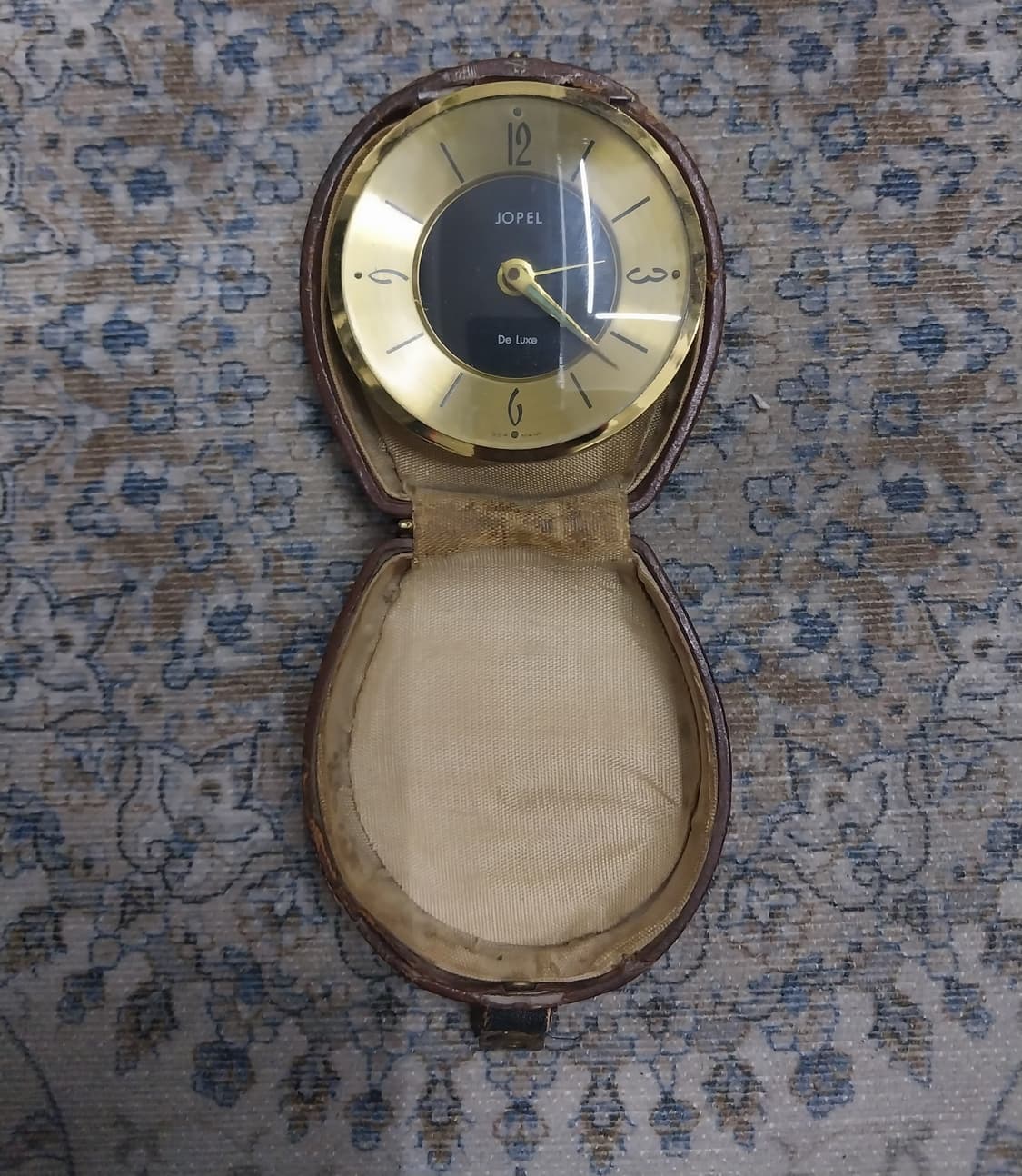 1960년대 독일 JOPEL 빈티지 여행용 탁상시계 골드 상품이미지6