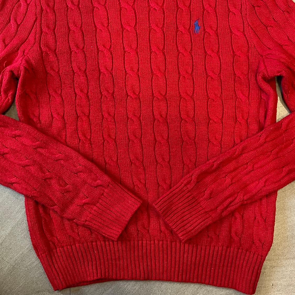 폴로 정품 최신라벨 레드 케이블 니트 상품이미지5
