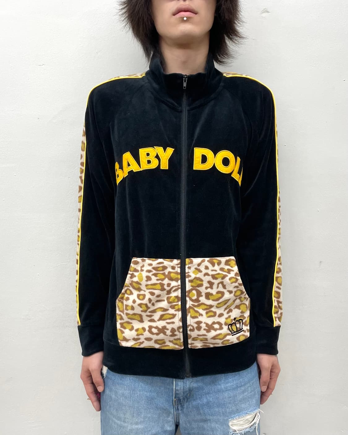 Baby doll leopard velvet track top 상품이미지1