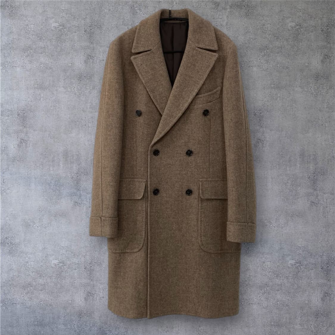 맨온더분 라이트브라운 더블 브레스티드 울 코트 50 상품이미지1
