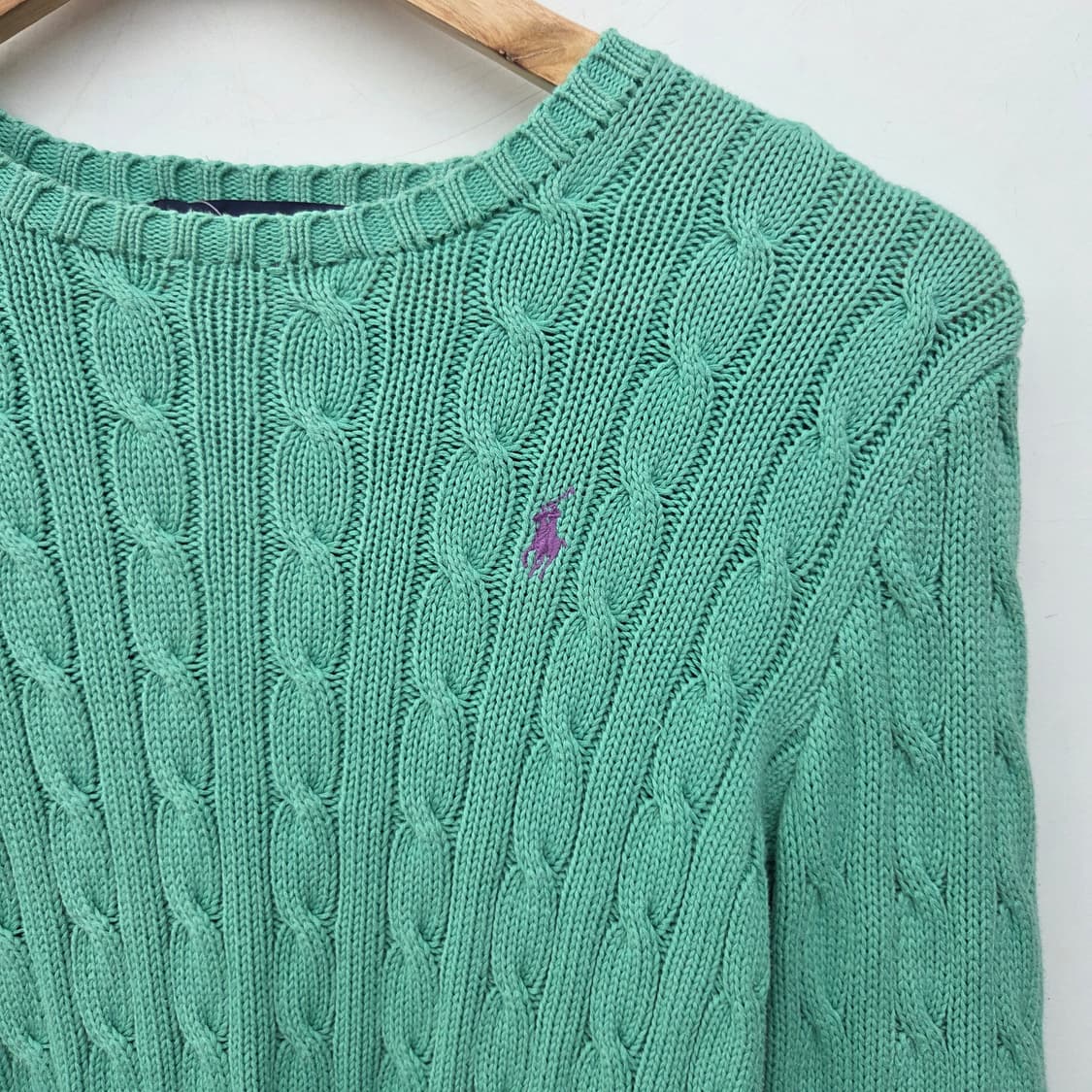 폴로 랄프로렌 케이블 니트 민트 여성 XS 상품이미지3