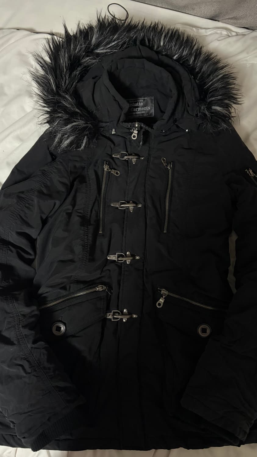 {{이가격엔무조거니야😍😍}}갸루 펑크 하이넥 퍼 블랙 야상 상품이미지5