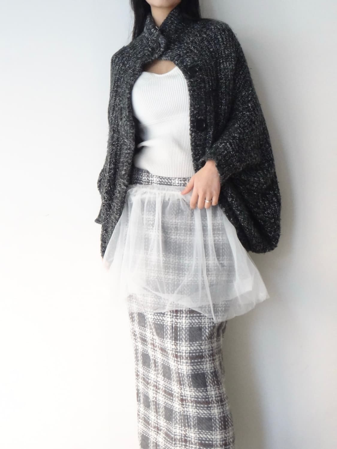 INGNI open slit warm cardigan / charcoal 상품이미지5