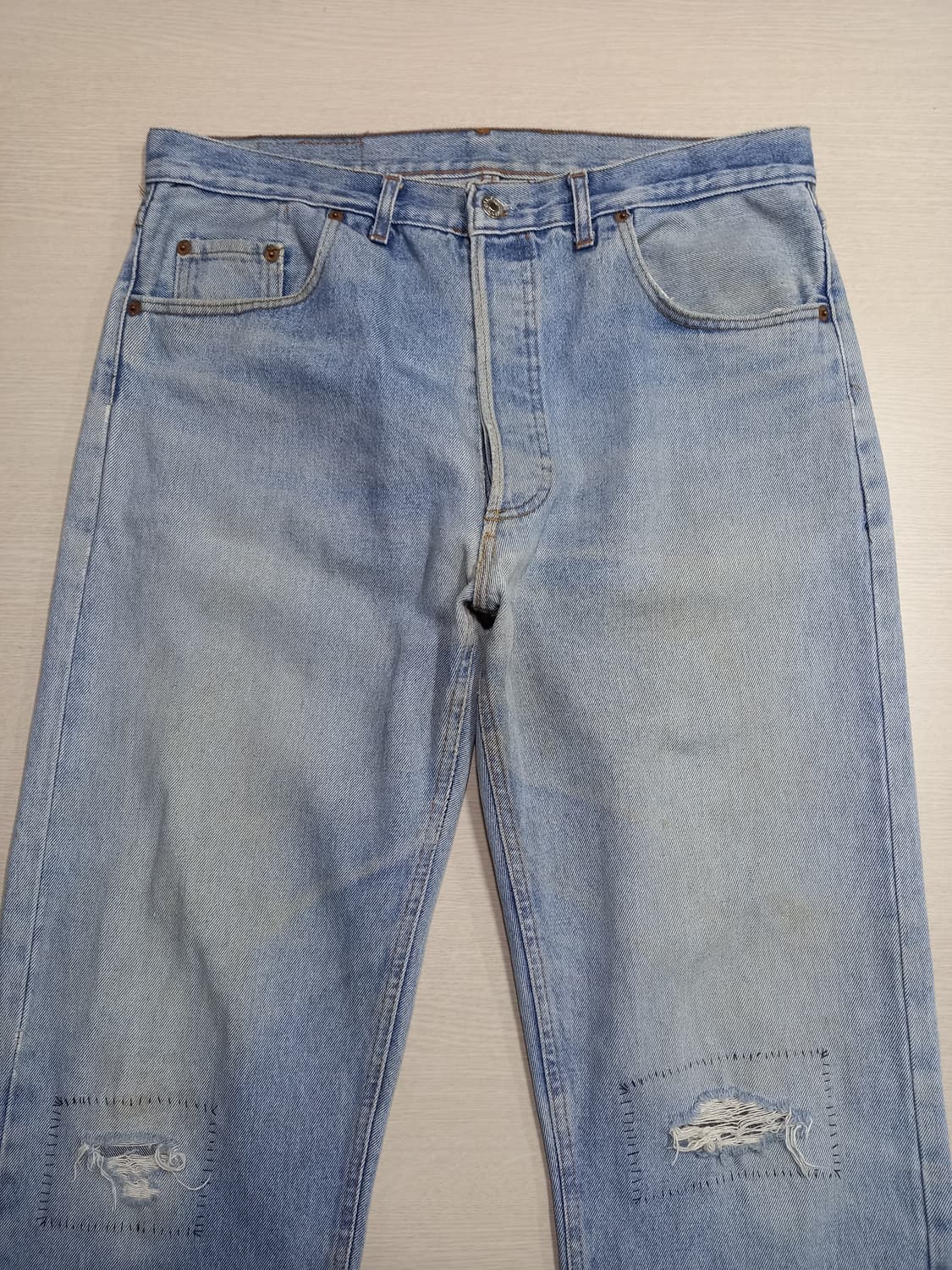 35 90's 리바이스501 USA 슬림일자진 연청 35-254 상품이미지3