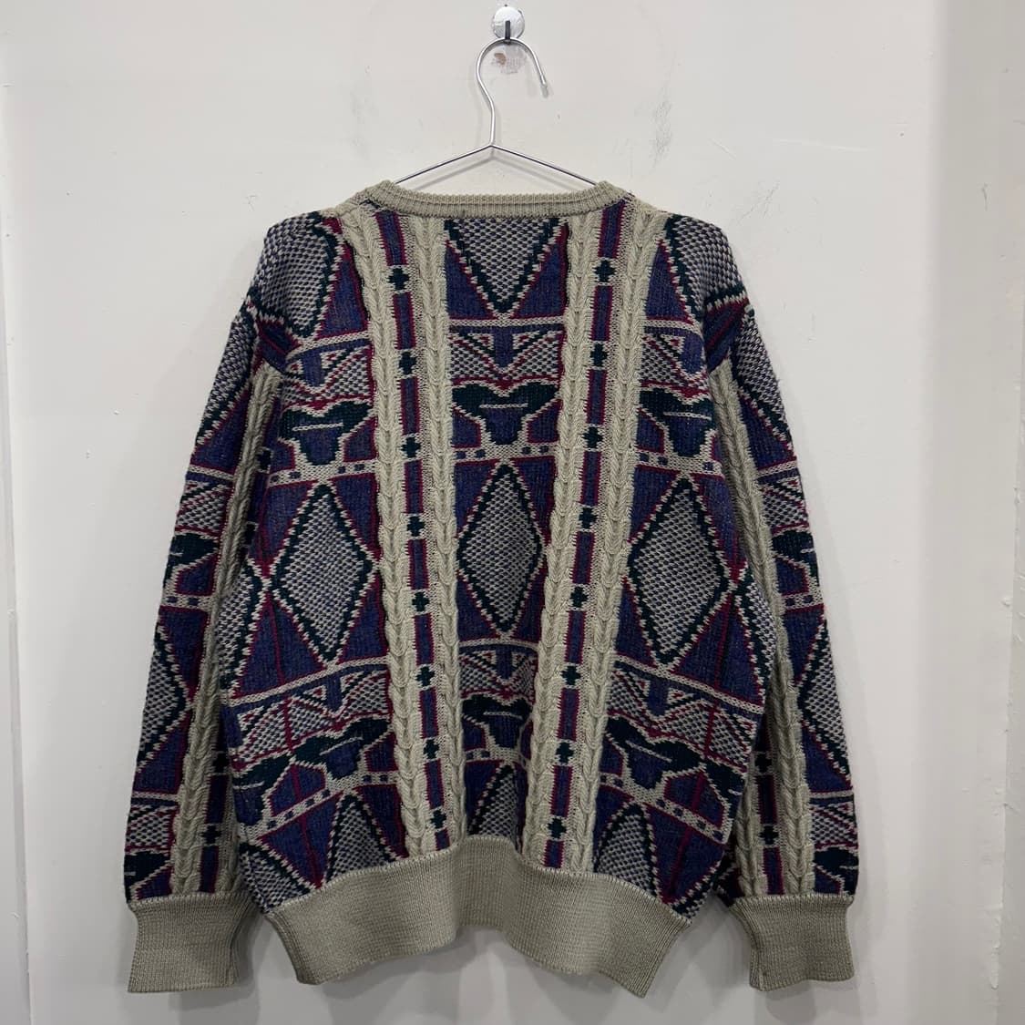 재팬빈티지 모헤어 울 패턴 브이넥 케이블 니트 상품이미지5