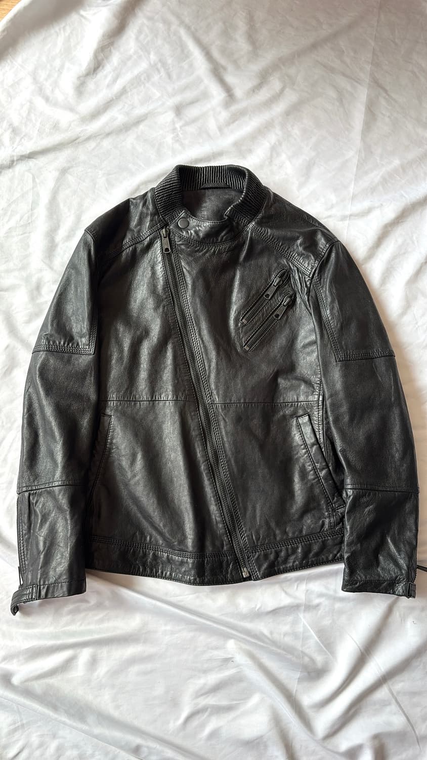 Asymmetric Moto Leather Jacket 상품이미지2