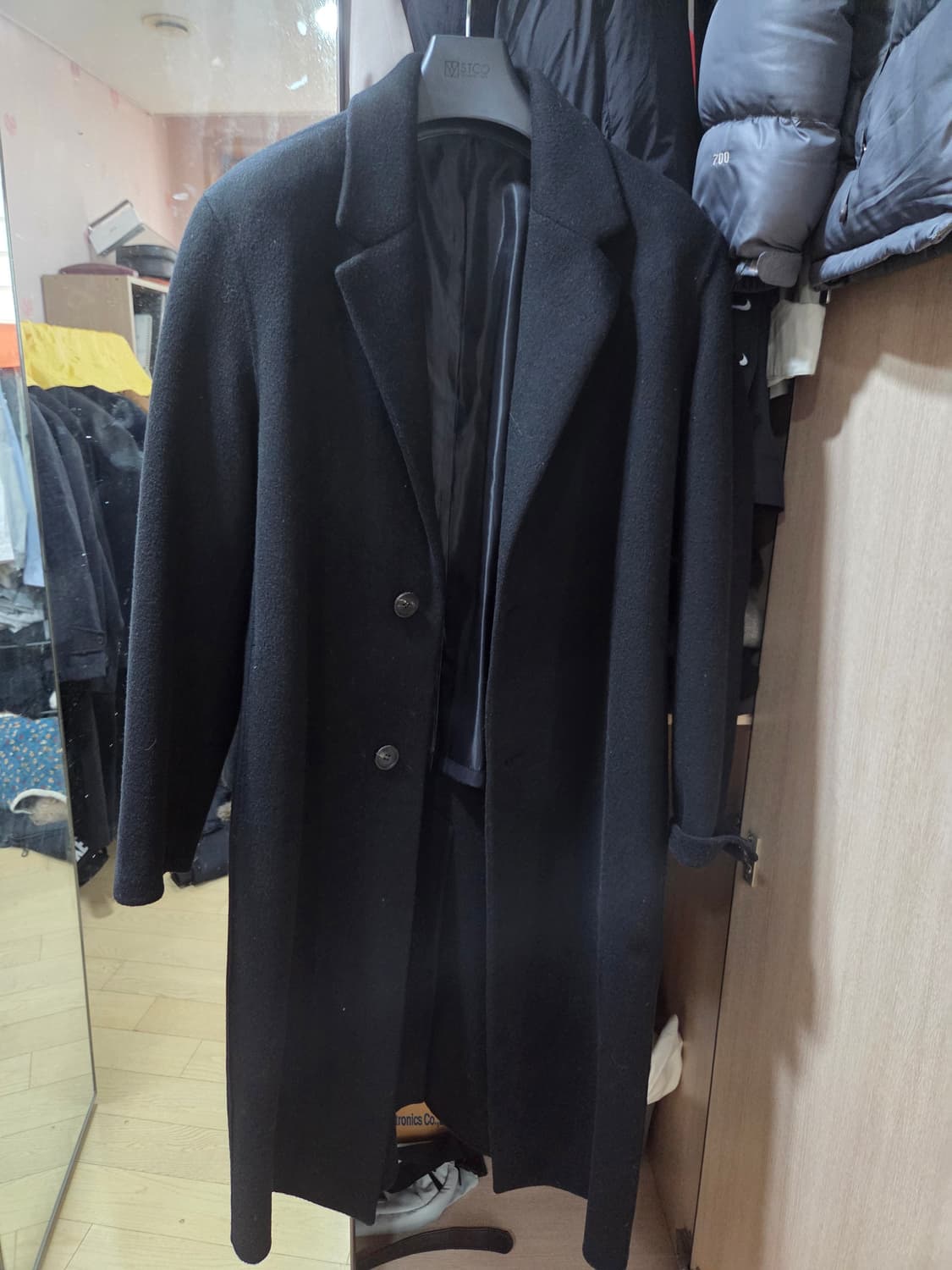 솔리드옴므 블랙 울캐시 코트 상품이미지1