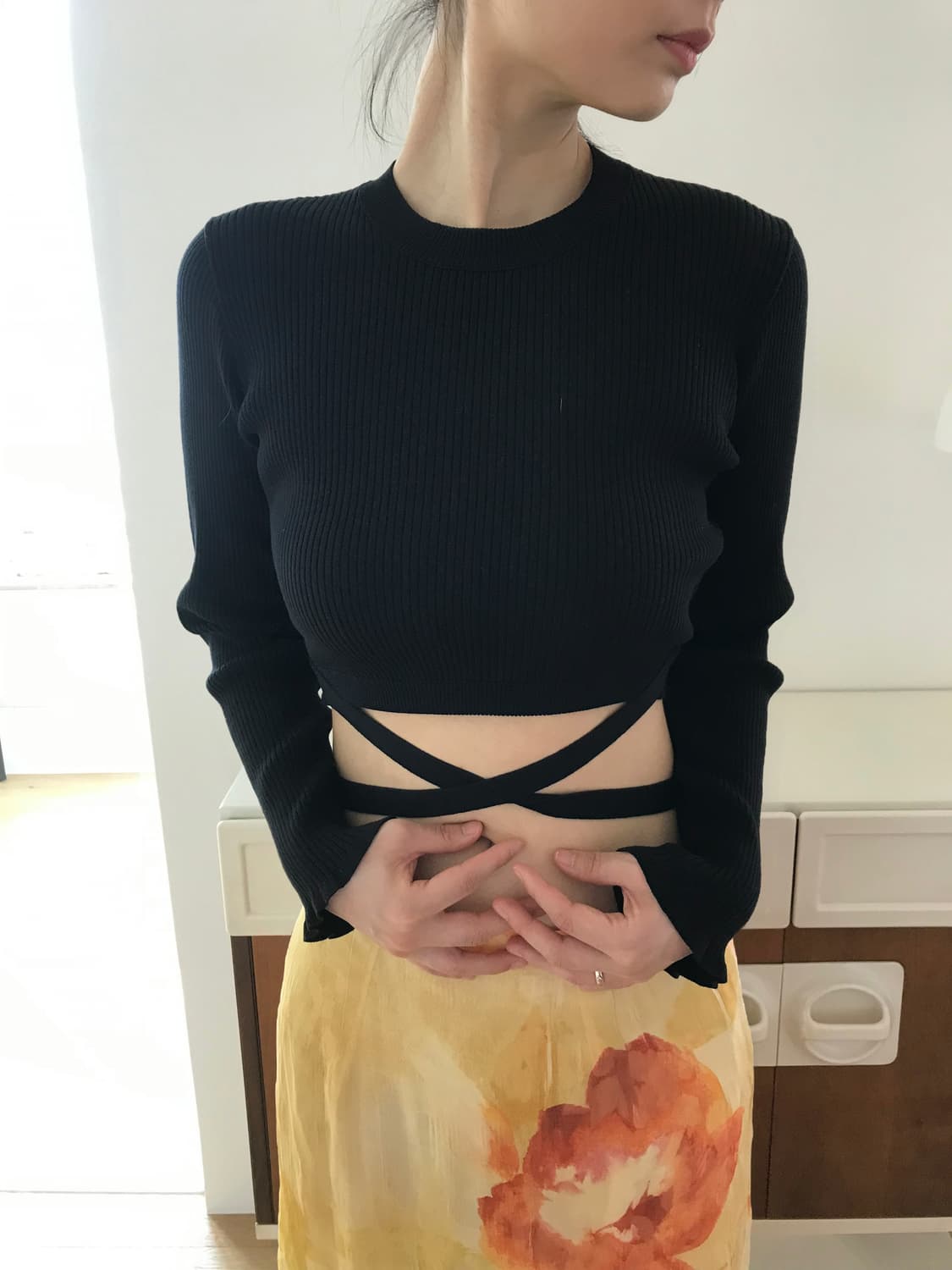 vintage black crop knit 상품이미지3
