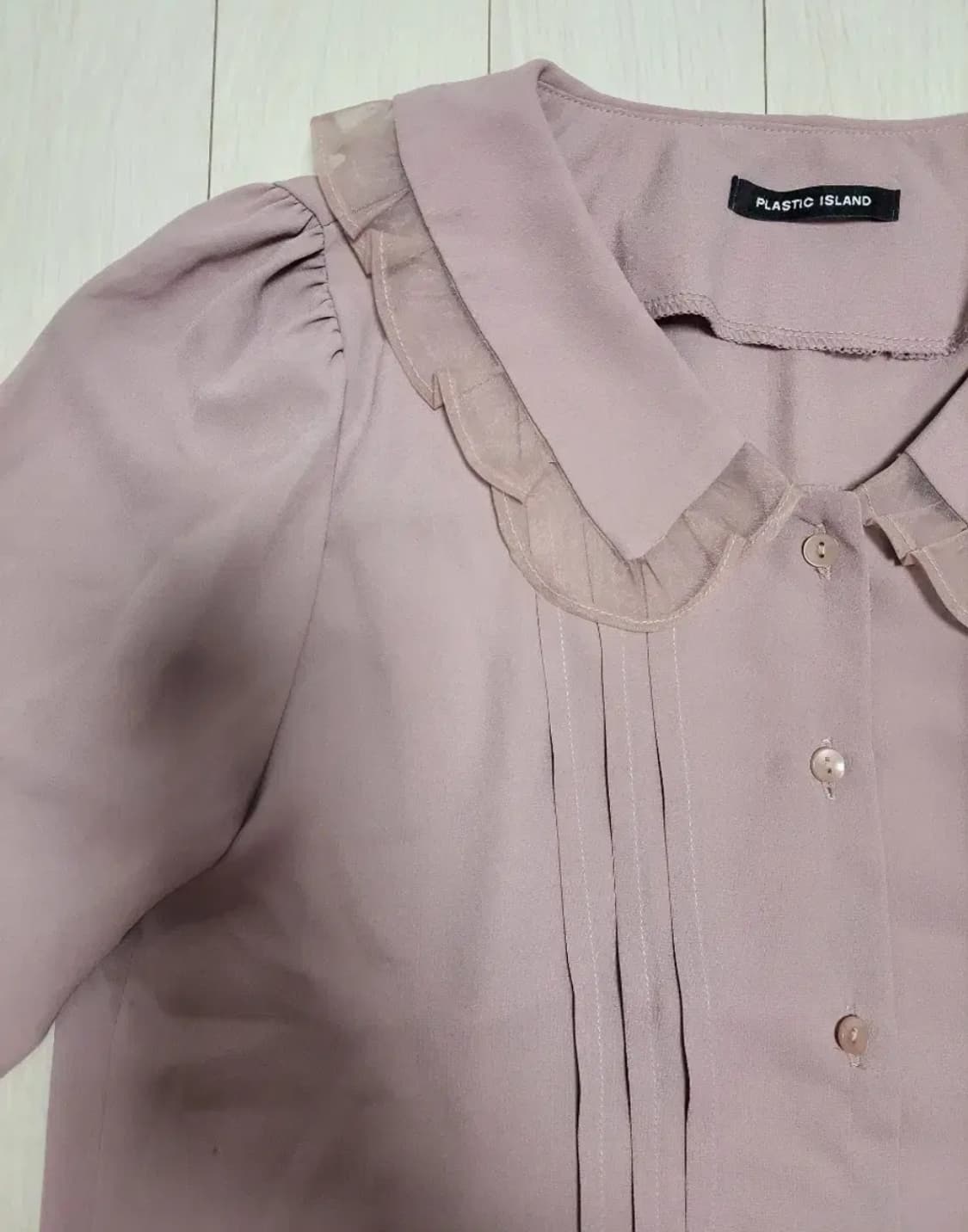 급처새상품!플라스틱아일랜드 오간자카라 공주블라우스 레니본st리즈리사st 상품이미지2