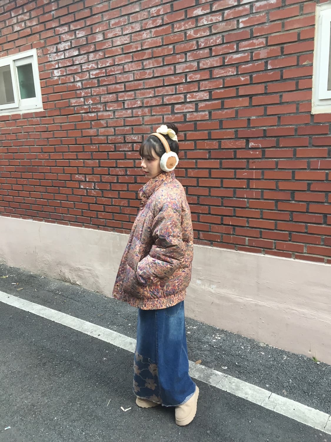 BRENNTANO 패딩 이탈리아 빈티지 남녀공용 패딩 주황색 상품이미지2