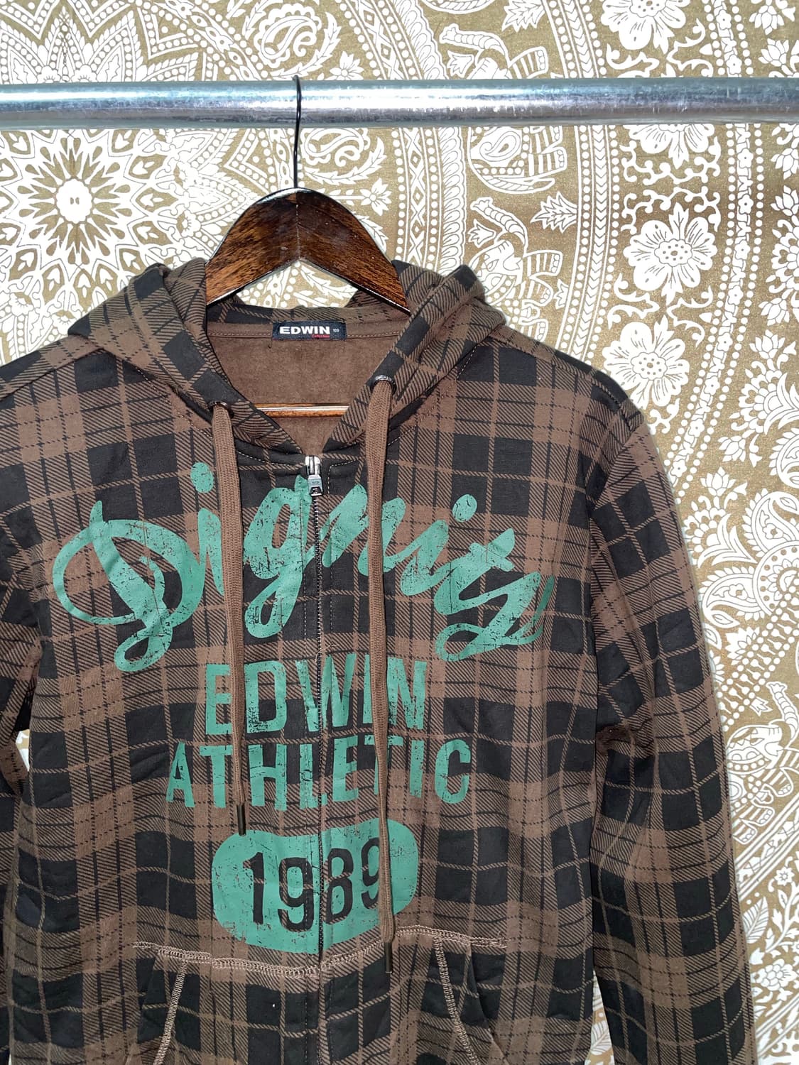 에드윈 빈티지 프린팅 체크 기모 후드집업  상품이미지3