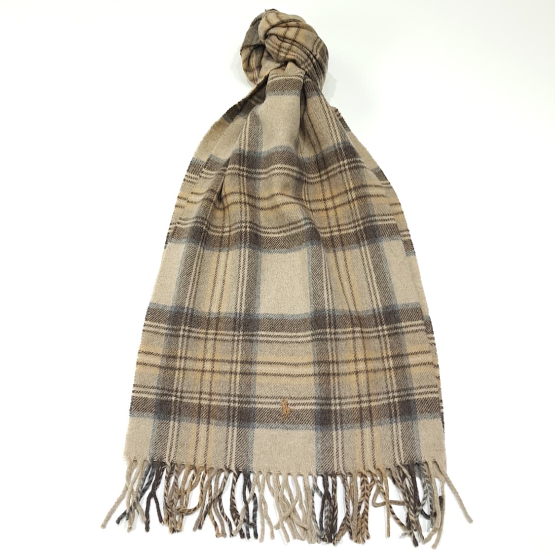 MX625 폴로 00s 이태리판 울캐시미어 타탄체크 카멜 머플러목도리 상품이미지1