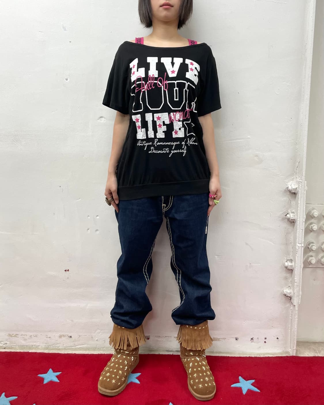 Pink star shoulder kitsch T-shirt 상품이미지6