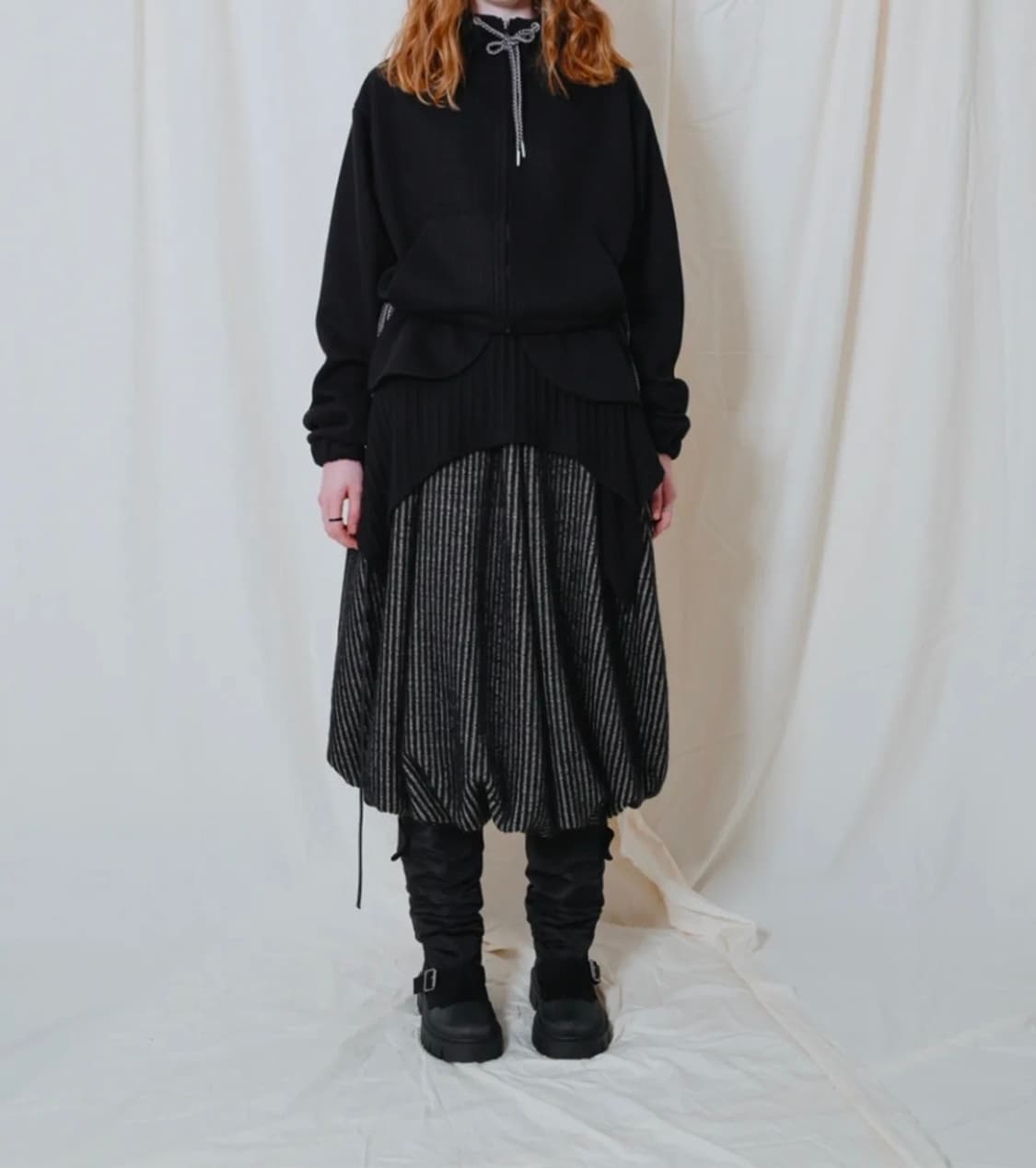 테레루 Side String Hoodie zip-up Black 상품이미지2