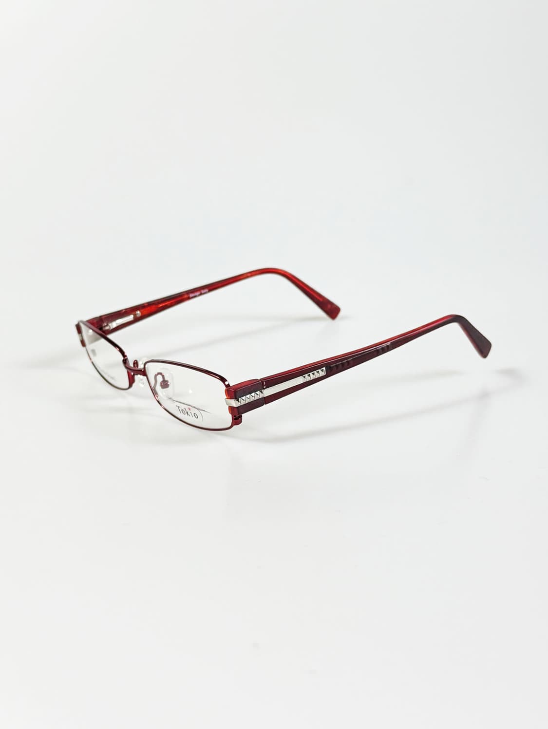 90s TOKIO 버건디 메탈 슬림 스퀘어 빈티지 안경 상품이미지4