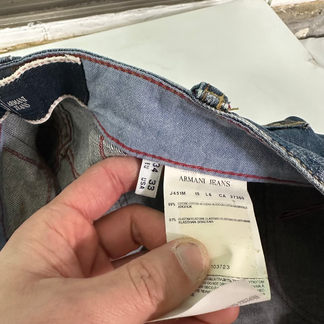 L 33 알마니 진스 스트레이트핏 중청워시드 데님팬츠 상품이미지6