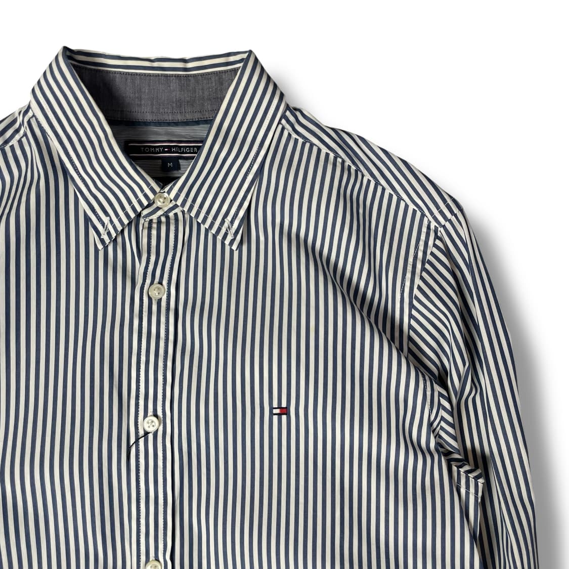 타미힐피거 미니로고 네이비 화이트 스트라이프 셔츠 M 상품이미지3