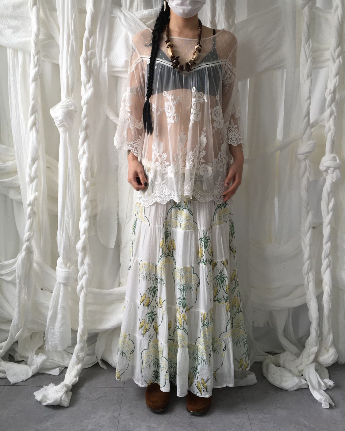 Ornament pattern lace layer blouse 상품이미지1