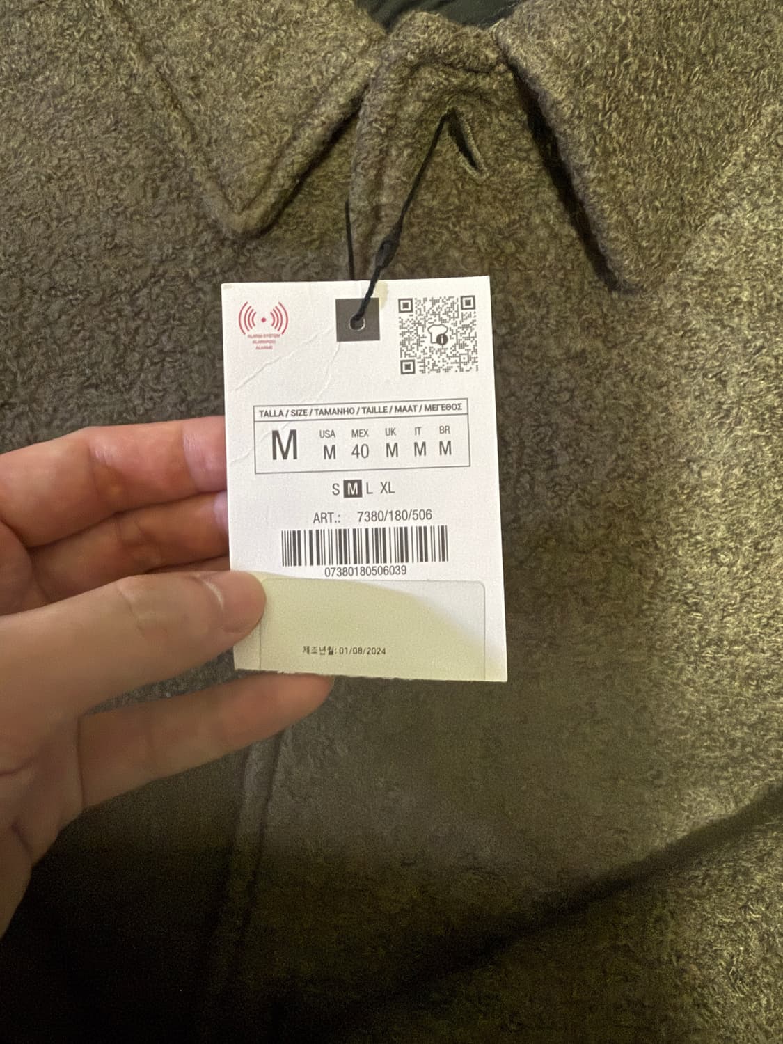 M사이즈 자라 부클 텍스쳐 자켓 라이트카키 7380/180 상품이미지2