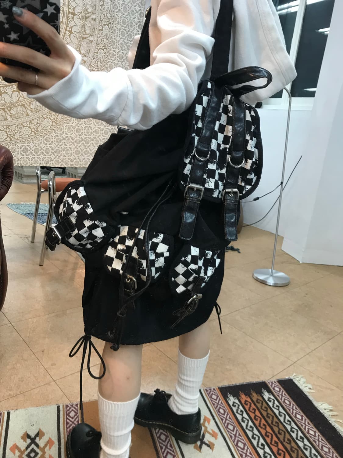 체커보드 빈티지 백 상품이미지5