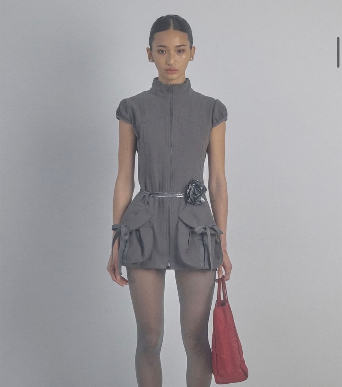 스컬프터 카고 집업 원피스 차콜 상품이미지1