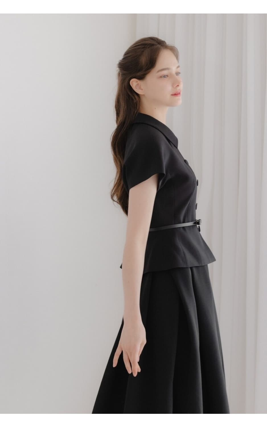 르로망 Cap-sleeve Jacket(벨트 제공) / Black 상품이미지3