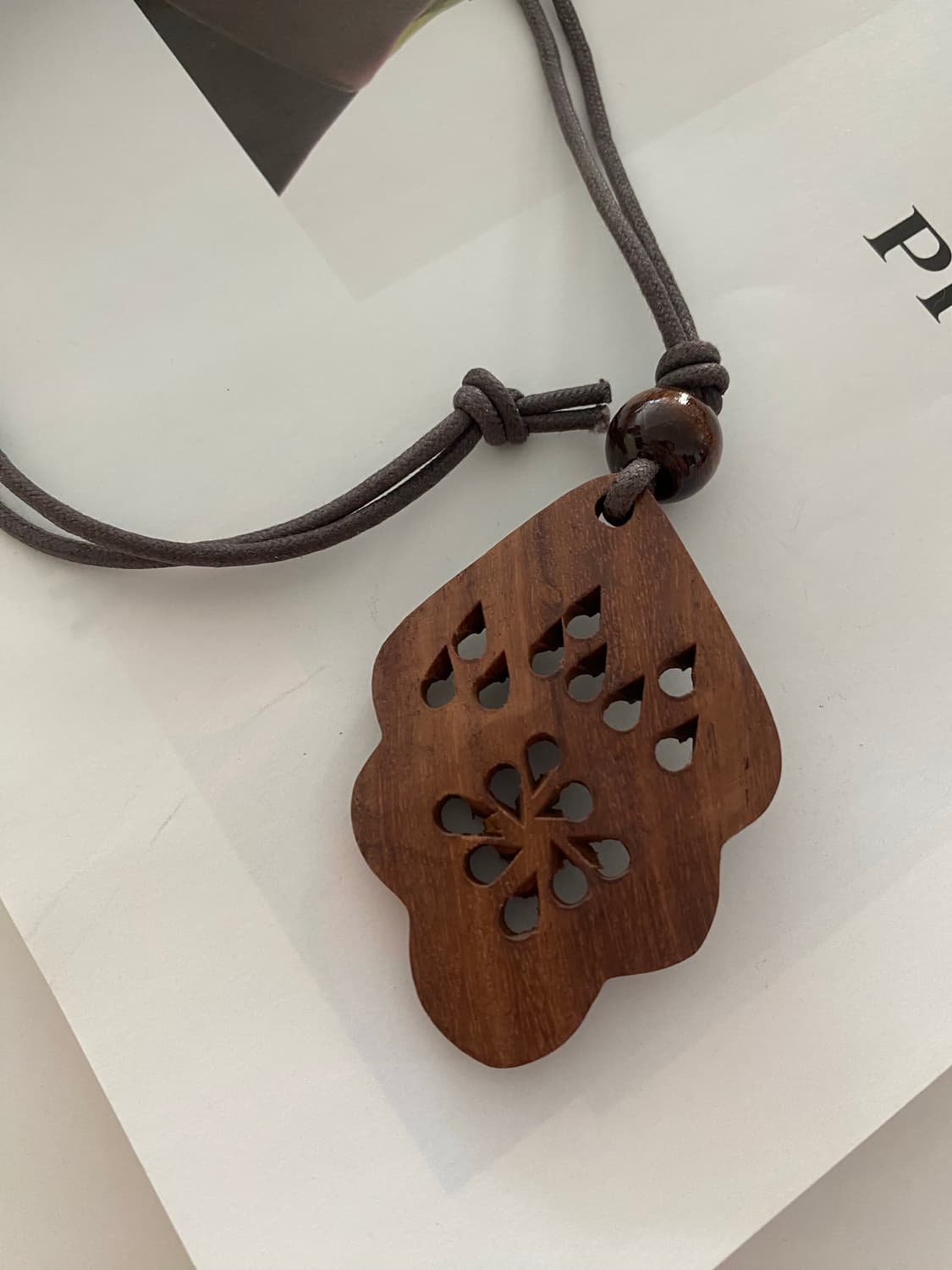 빈티지 플라워 우드 팬던트 목걸이 상품이미지3