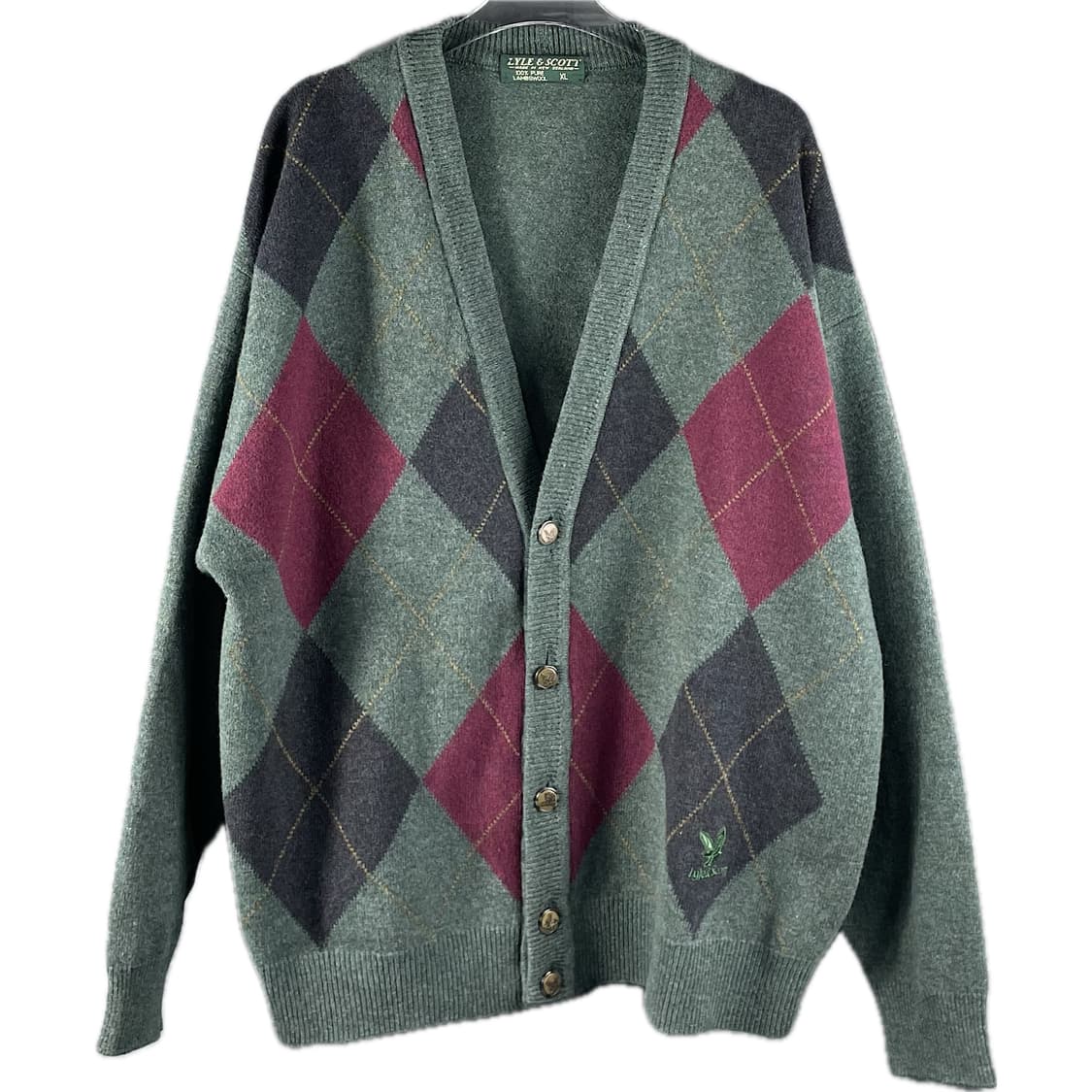 [XL] 라일앤스콧 아가일 퓨어 램스울 가디건 상품이미지1