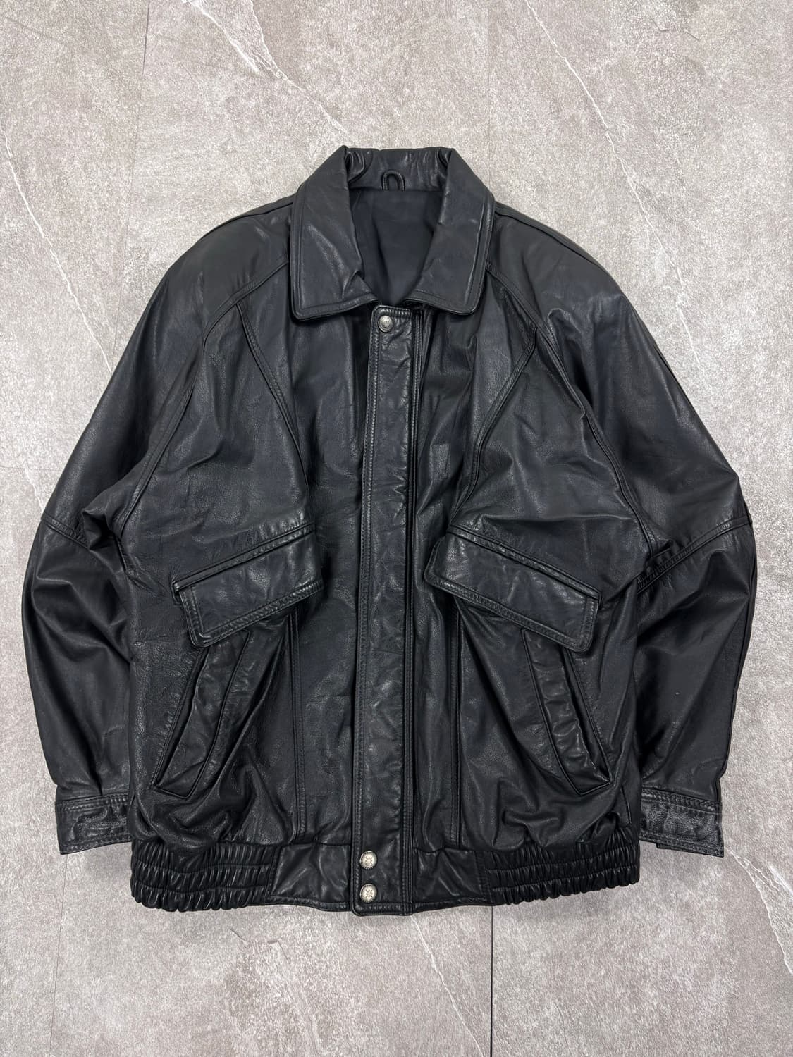 Vintage Leather Bomber Jacket    상품이미지1