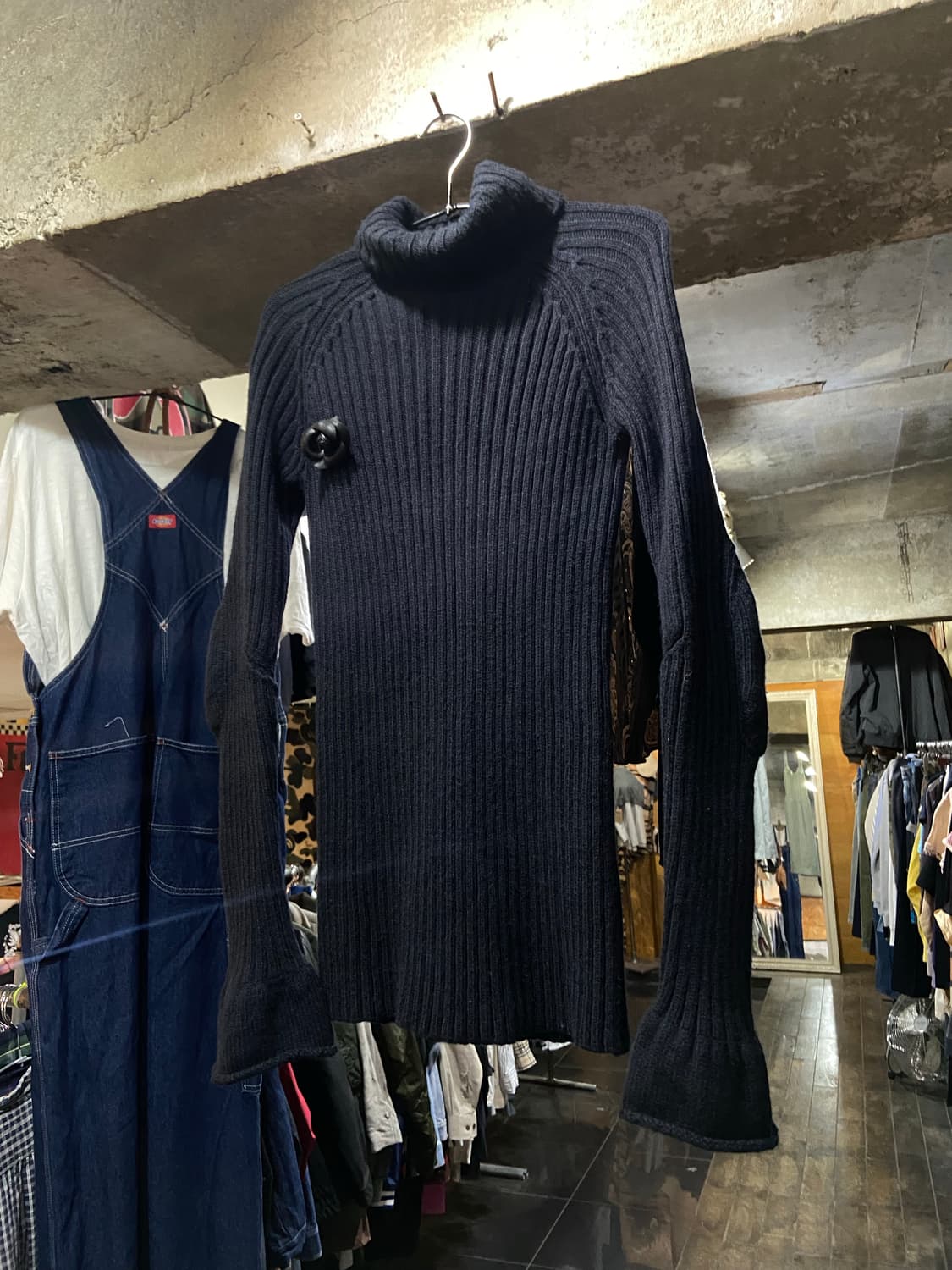 Yohji Yamamoto 요지야마모토 플라워 브로치 골지 니트 상품이미지1