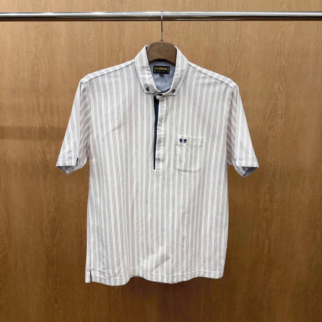 맥그리거 스트라이프 카라 반팔 티셔츠 하프 버튼업 디테일 아이보리 상품이미지2