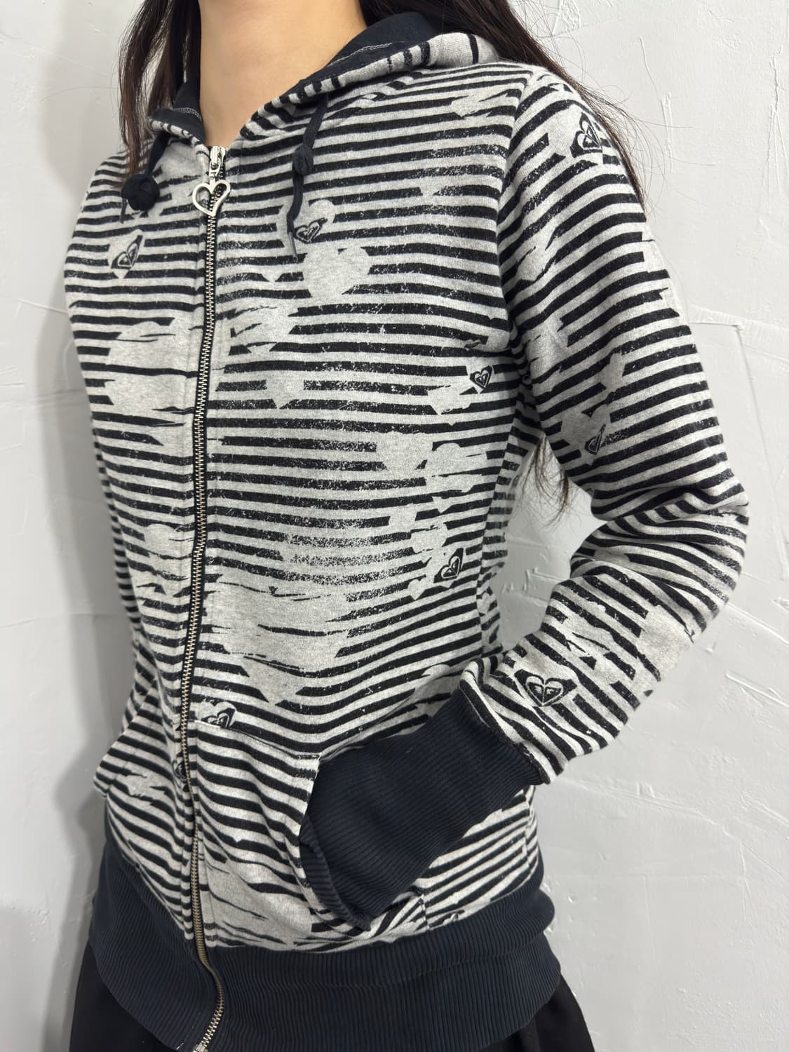 roxy stripe&heart slim hood zipup 상품이미지3