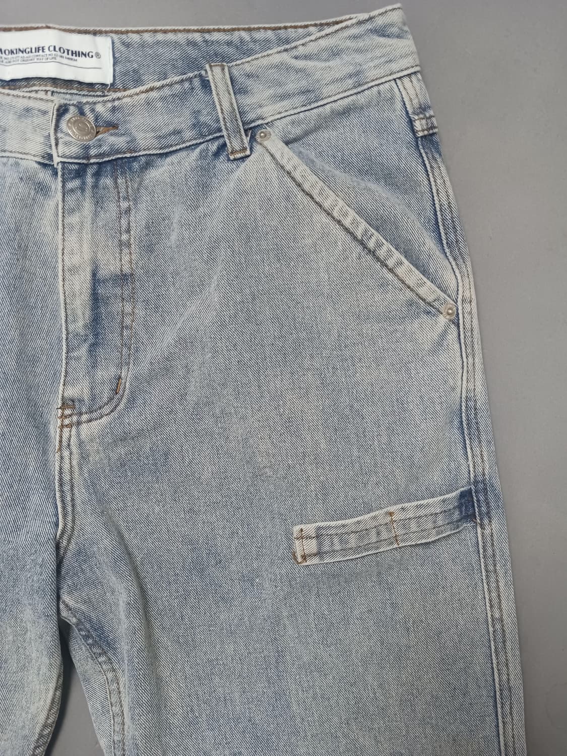 [34] 스모킹라이프 연청 스톤워싱 와이드 스트레이트진 청바지 상품이미지4