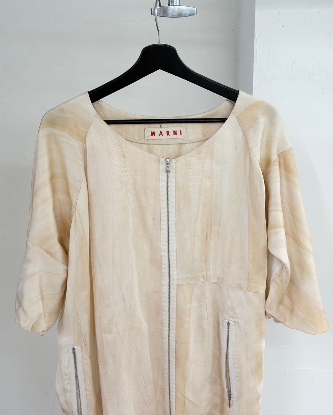 마르니 베이지 패턴 코튼 지퍼 미니 원피스 상품이미지4