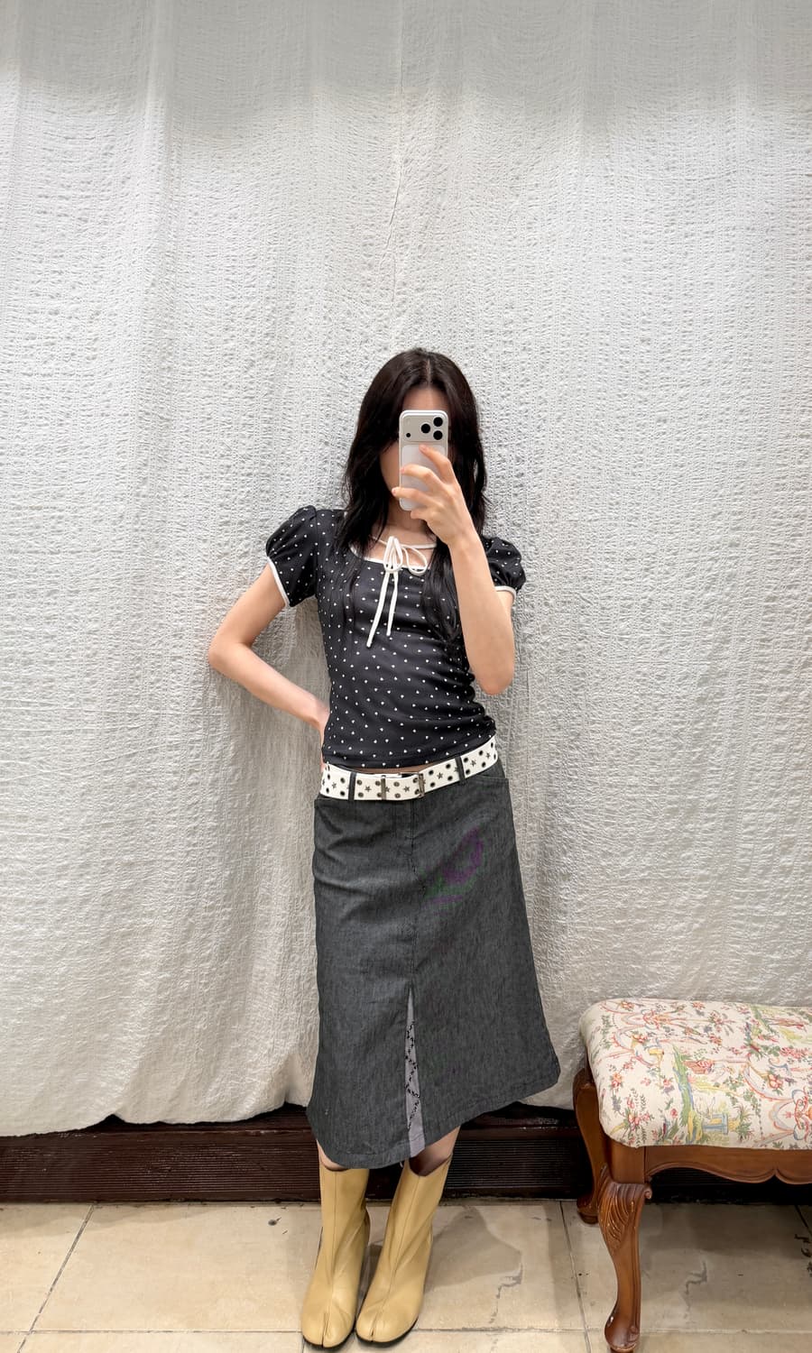 Saddle Grey Midi Skirt 상품이미지5